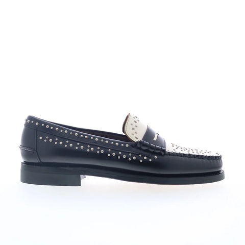 Sebago Dan Studs 77112RW Mens Black Leather Loafers & Slip Ons Penny Shoes
