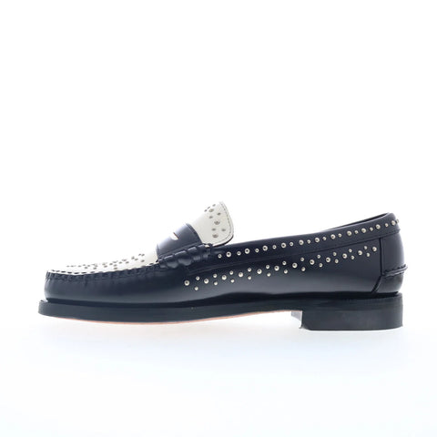 Sebago Dan Studs 77112RW Mens Black Leather Loafers & Slip Ons Penny Shoes