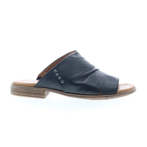 Miz Mooz Dandelion Womens Black Leather Slip On Slides Sandals Shoes
