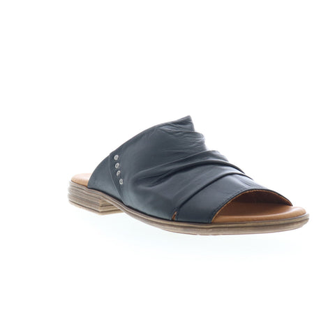 Miz Mooz Dandelion Womens Black Leather Slip On Slides Sandals Shoes