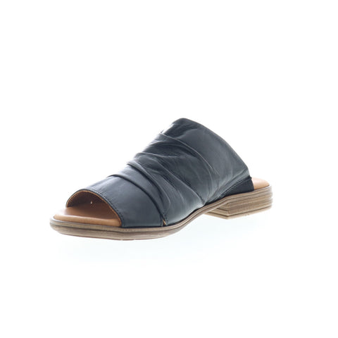 Miz Mooz Dandelion Womens Black Leather Slip On Slides Sandals Shoes