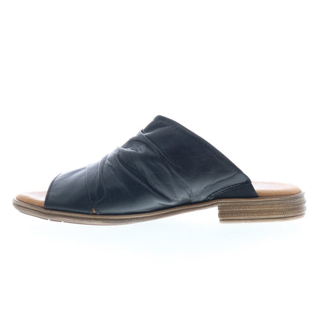 Miz Mooz Dandelion Womens Black Leather Slip On Slides Sandals Shoes