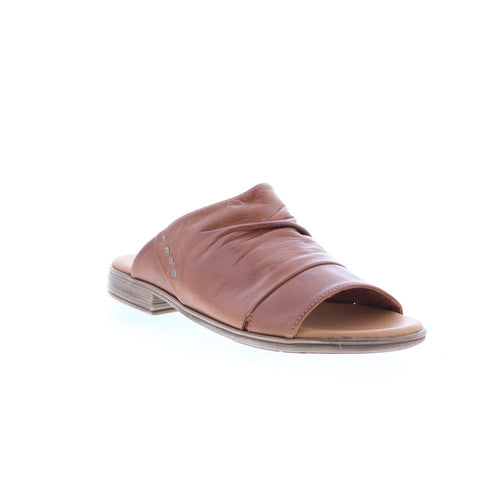 Miz Mooz Dandelion Womens Brown Leather Slip On Slides Sandals Shoes