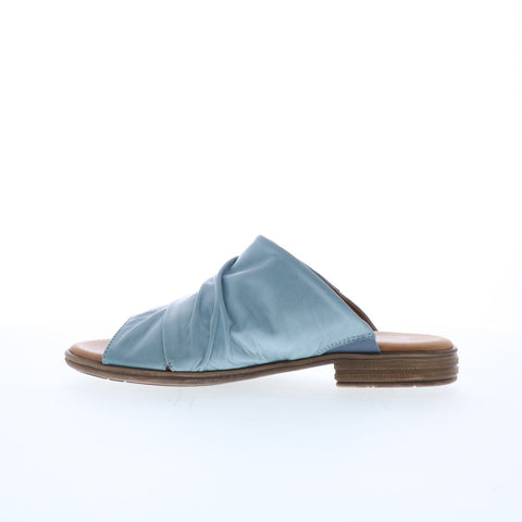 Miz Mooz Dandelion Womens Blue Leather Slip On Slides Sandals Shoes