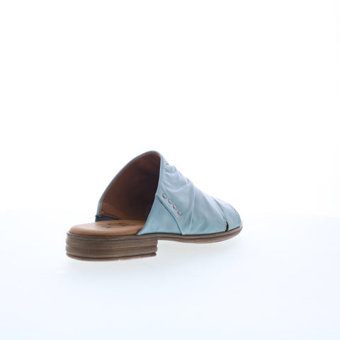 Miz Mooz Dandelion Womens Blue Leather Slip On Slides Sandals Shoes