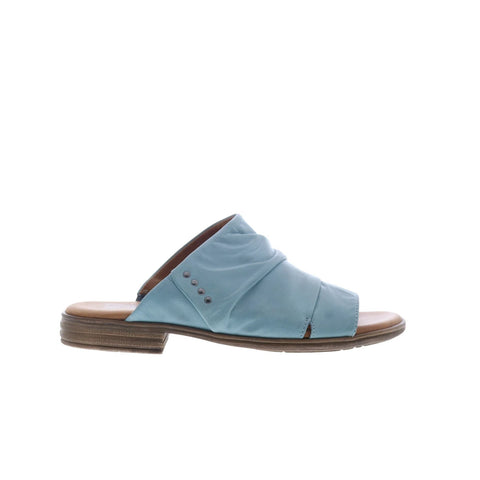 Miz Mooz Dandelion Womens Blue Leather Slip On Slides Sandals Shoes