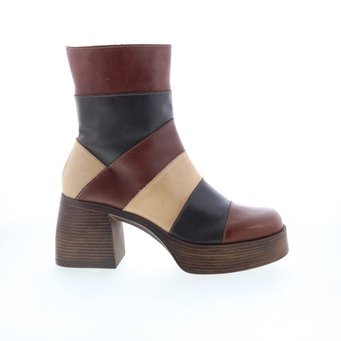 Miz Mooz Danna Womens Brown Leather Zipper Ankle & Booties Boots