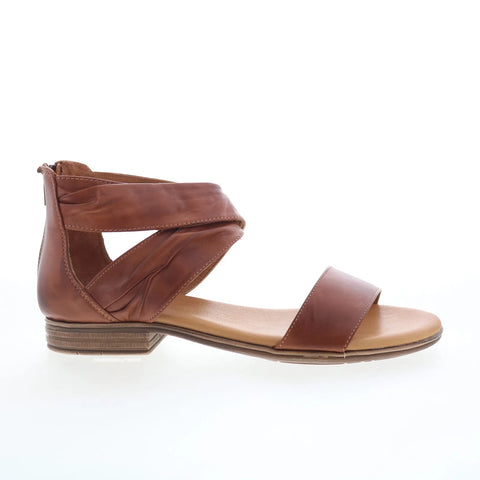 Miz Mooz Daphne Womens Brown Leather Zipper Heeled Sandals Shoes