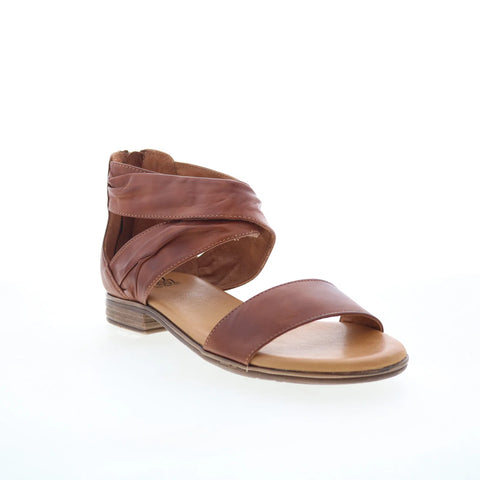 Miz Mooz Daphne Womens Brown Leather Zipper Heeled Sandals Shoes