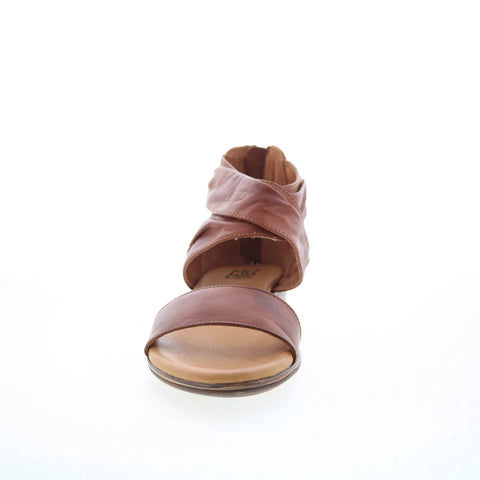Miz Mooz Daphne Womens Brown Leather Zipper Heeled Sandals Shoes