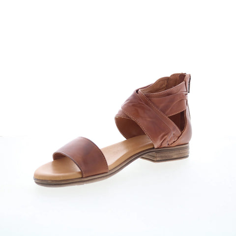 Miz Mooz Daphne Womens Brown Leather Zipper Heeled Sandals Shoes