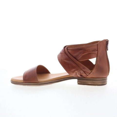 Miz Mooz Daphne Womens Brown Leather Zipper Heeled Sandals Shoes