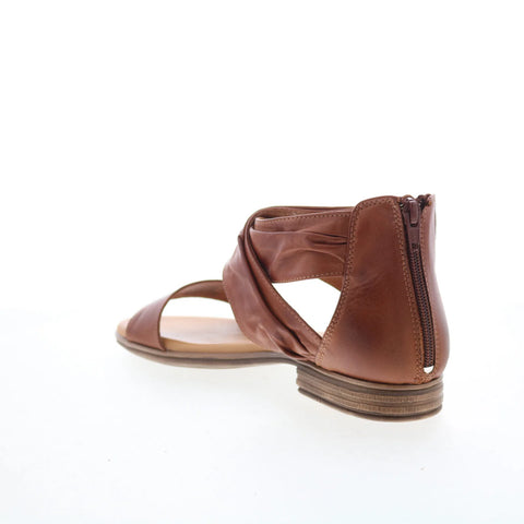 Miz Mooz Daphne Womens Brown Leather Zipper Heeled Sandals Shoes