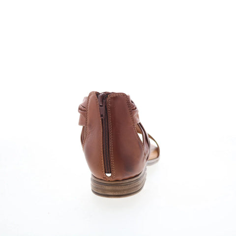Miz Mooz Daphne Womens Brown Leather Zipper Heeled Sandals Shoes