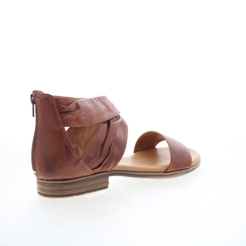 Miz Mooz Daphne Womens Brown Leather Zipper Heeled Sandals Shoes