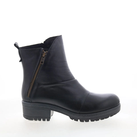 Miz Mooz Darrla Womens Black Leather Zipper Ankle & Booties Boots