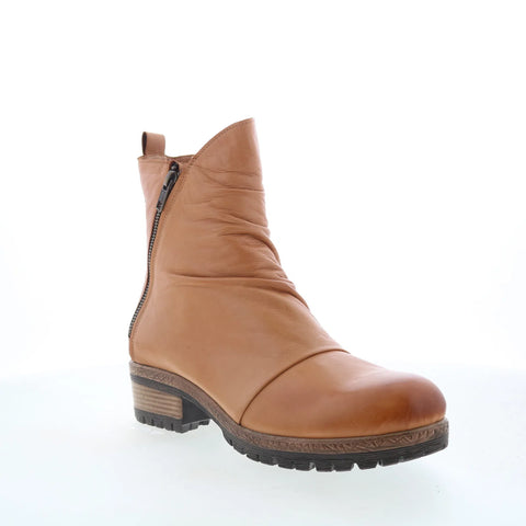 Miz Mooz Darrla Womens Brown Leather Zipper Ankle & Booties Boots