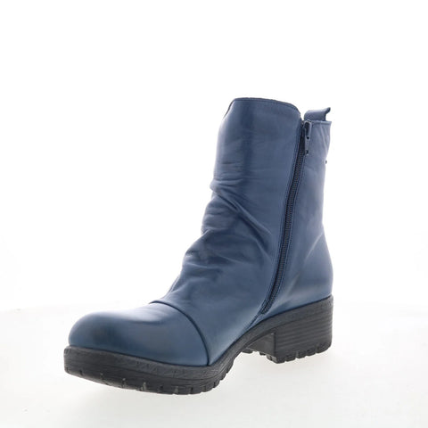 Miz Mooz Darrla Womens Blue Leather Zipper Ankle & Booties Boots
