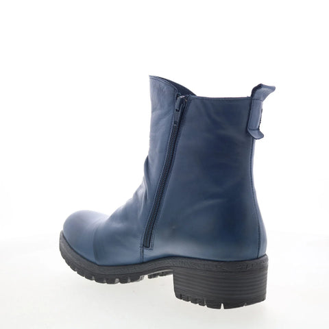 Miz Mooz Darrla Womens Blue Leather Zipper Ankle & Booties Boots