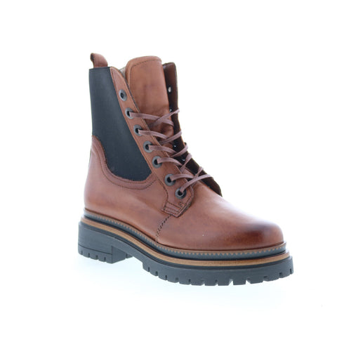 Miz Mooz Davie Womens Brown Leather Lace Up Casual Dress Boots