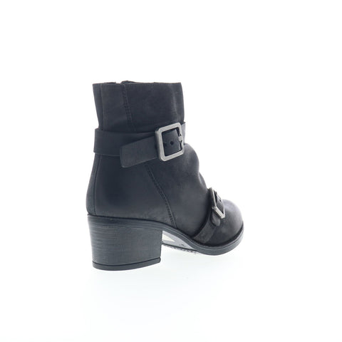 Miz Mooz Dawsen Womens Black Leather Zipper Ankle & Booties Boots