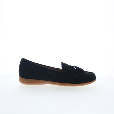 Trotters Dawson T2254-003 Womens Black Suede Slip On Loafer Flats Shoes
