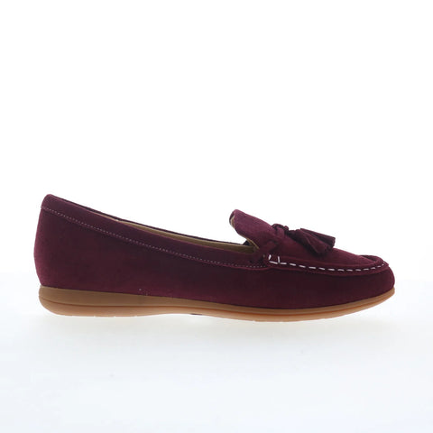 Trotters Dawson T2254-665 Womens Red Leather Slip On Loafer Flats Shoes