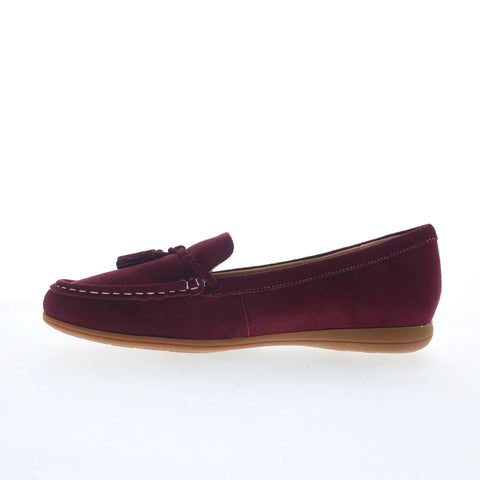Trotters Dawson T2254-665 Womens Red Leather Slip On Loafer Flats Shoes