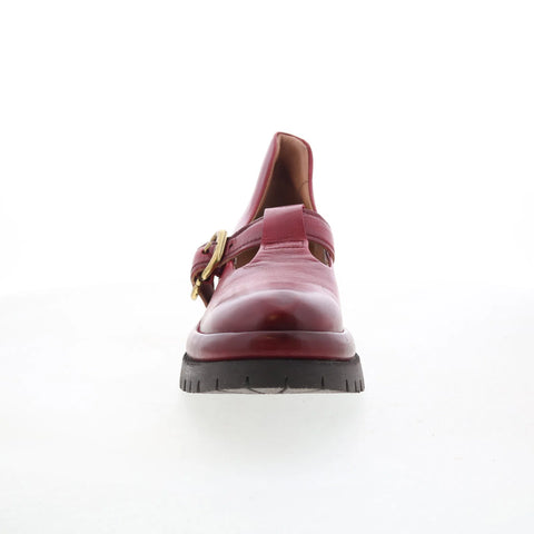 A.S. 98 Dax Womens Red Leather Hook & Loop Mary Jane Flats Shoes