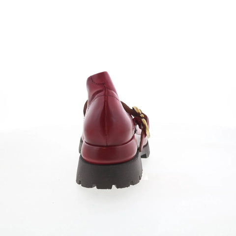 A.S. 98 Dax Womens Red Leather Hook & Loop Mary Jane Flats Shoes