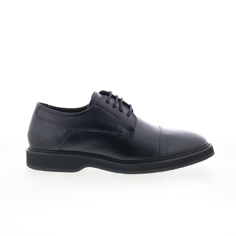 Studio Belvedere Dayton Mens Black Leather Oxfords & Lace Ups Cap Toe Shoes