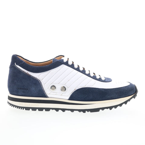 Di Bianco Daytona Calfskin Mens White Suede Sneakers Lifestyle Shoes