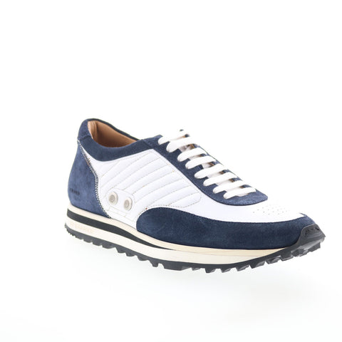 Di Bianco Daytona Calfskin Mens White Suede Sneakers Lifestyle Shoes