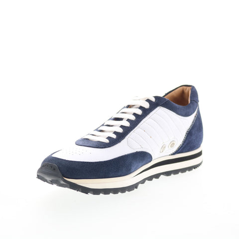 Di Bianco Daytona Calfskin Mens White Suede Sneakers Lifestyle Shoes