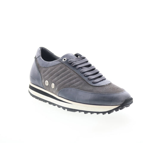 Di Bianco Daytona Mens Gray Leather Lace Up Lifestyle Sneakers Shoes