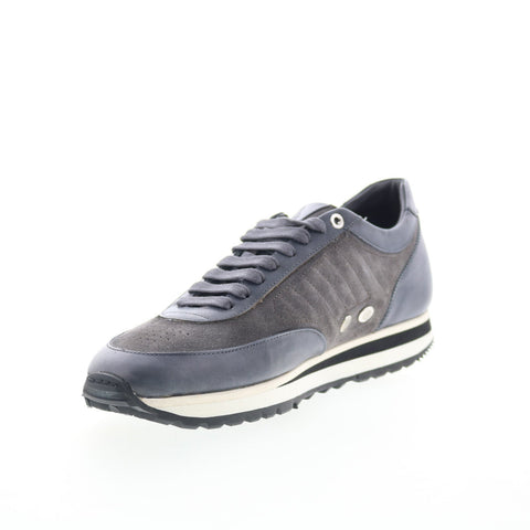 Di Bianco Daytona Mens Gray Leather Lace Up Lifestyle Sneakers Shoes