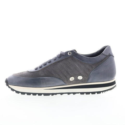 Di Bianco Daytona Mens Gray Leather Lace Up Lifestyle Sneakers Shoes