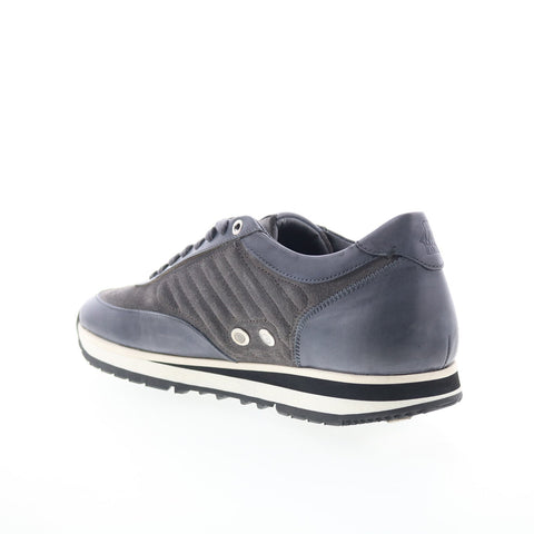 Di Bianco Daytona Mens Gray Leather Lace Up Lifestyle Sneakers Shoes