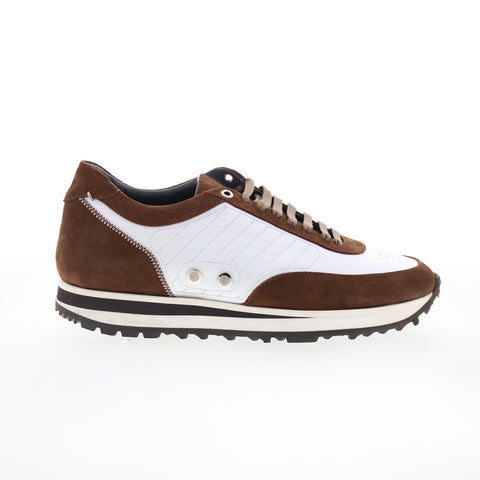 Di Bianco Daytona Mens White Suede Lace Up Lifestyle Sneakers Shoes