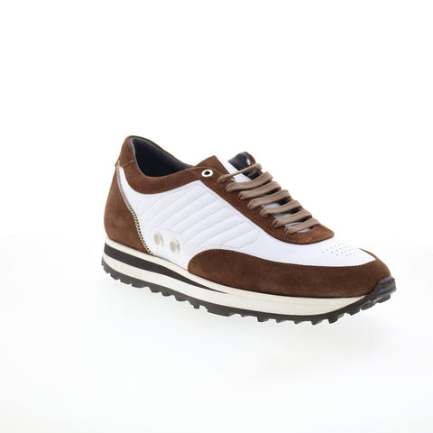 Di Bianco Daytona Mens White Suede Lace Up Lifestyle Sneakers Shoes