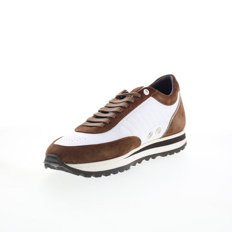 Di Bianco Daytona Mens White Suede Lace Up Lifestyle Sneakers Shoes