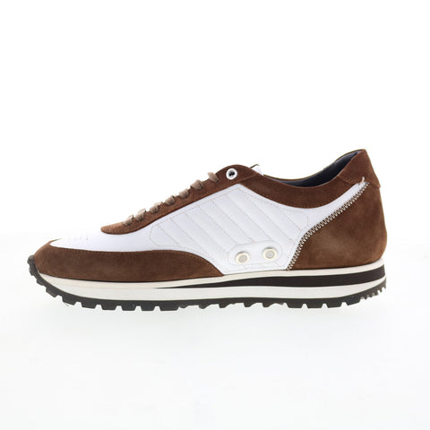 Di Bianco Daytona Mens White Suede Lace Up Lifestyle Sneakers Shoes