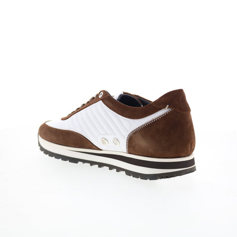 Di Bianco Daytona Mens White Suede Lace Up Lifestyle Sneakers Shoes
