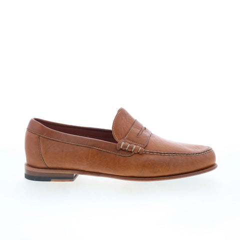 T.B. Phelps Dean Mens Brown Leather Slip On Loafers & Slip Ons Penny Shoes