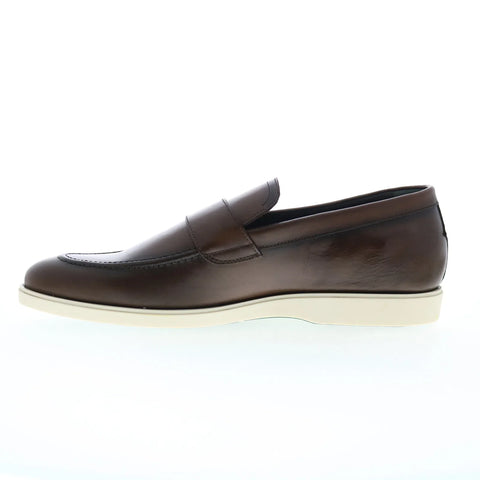 Pastori by Di Bianco Decius Calfskin Mens Brown Loafers Penny Shoes