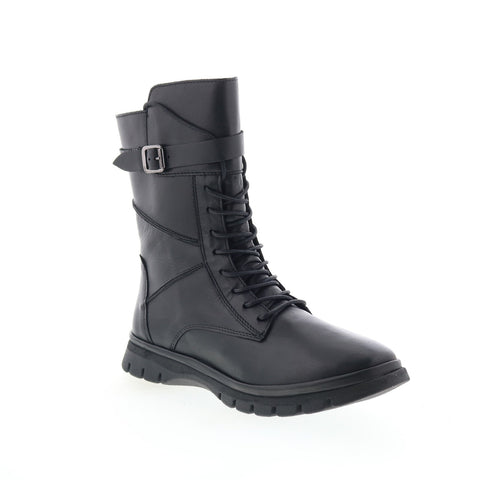 Miz Mooz Deklan Womens Black Leather Lace Up Casual Dress Boots