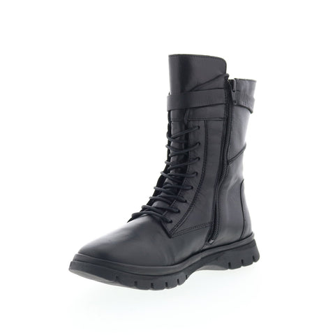 Miz Mooz Deklan Womens Black Leather Lace Up Casual Dress Boots