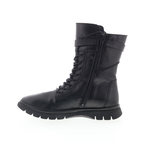 Miz Mooz Deklan Womens Black Leather Lace Up Casual Dress Boots