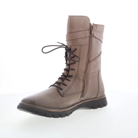 Miz Mooz Deklan Womens Beige Leather Zipper Casual Dress Boots