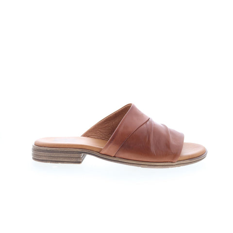 Miz Mooz Delilah Womens Brown Leather Slip On Slides Sandals Shoes